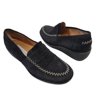 Donald J Pliner NIA Black Suede Platform Loafer Women Sz 7M Comfort Lightweight
